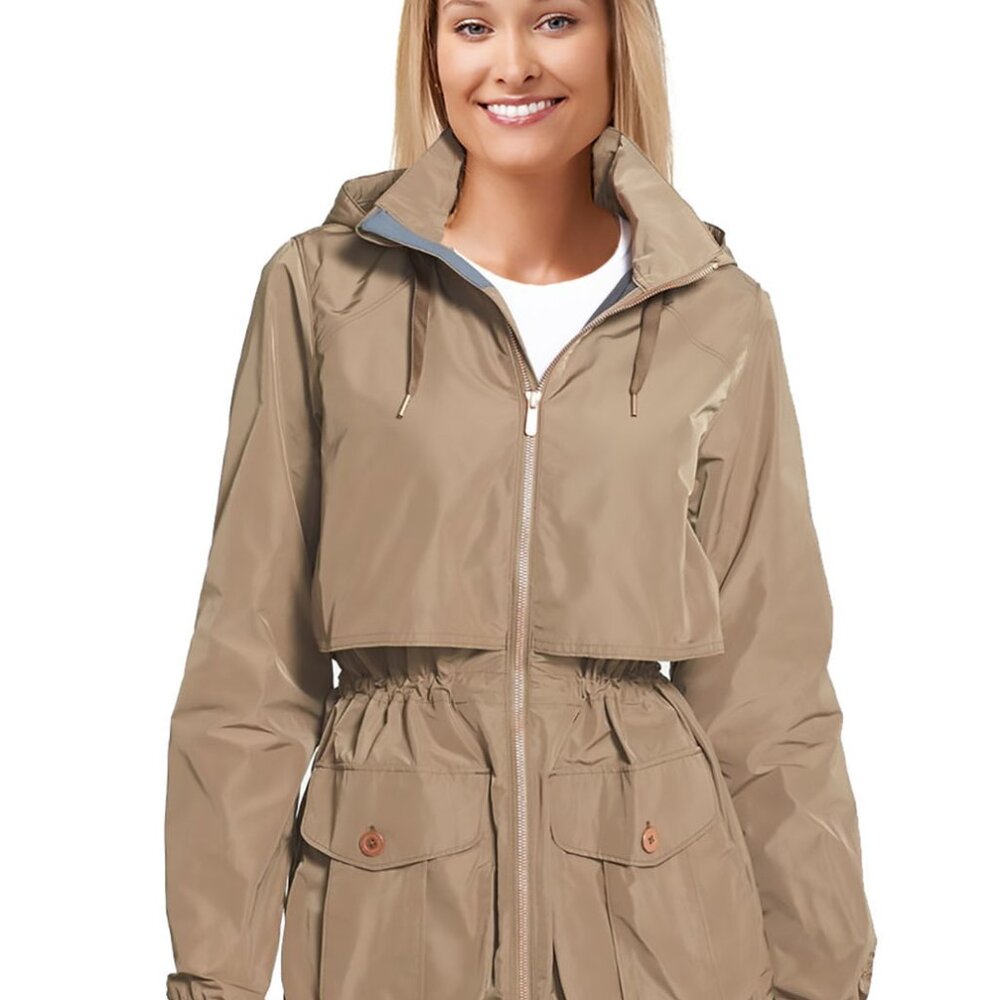 Mountain Hardwear‎ Women's Tan Zenell III Hooded Cargo Pocket Trench Coat Size S